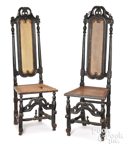 PAIR OF WILLIAM AND MARY CANE SEAT 3ca036