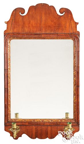 QUEEN ANNE MAHOGANY LOOKING GLASS  3ca03a
