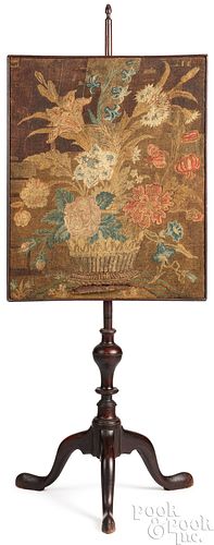 QUEEN ANNE MAHOGANY POLE SCREEN,