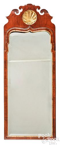 QUEEN ANNE MAHOGANY LOOKING GLASS,