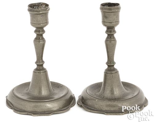 RARE PAIR OF FRENCH PEWTER TAPERSTICKS  3ca0ce