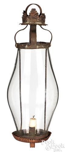 TIN AND GLASS COURTING LANTERN,