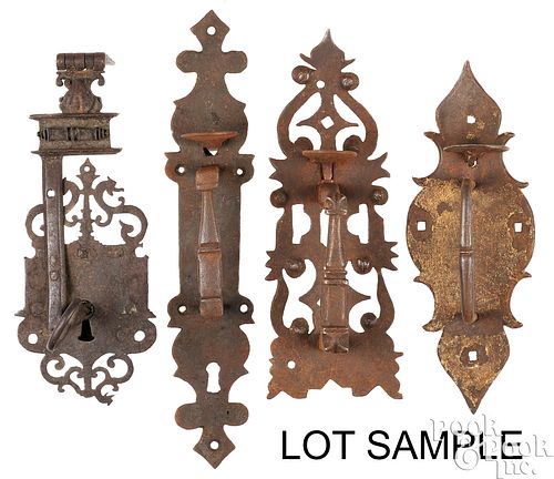 TEN EUROPEAN WROUGHT IRON HARDWARE,