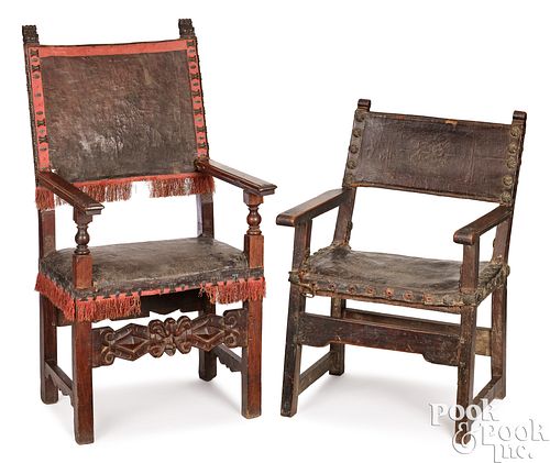 TWO CROMWELLIAN ARMCHAIRS 17TH 3ca0f4