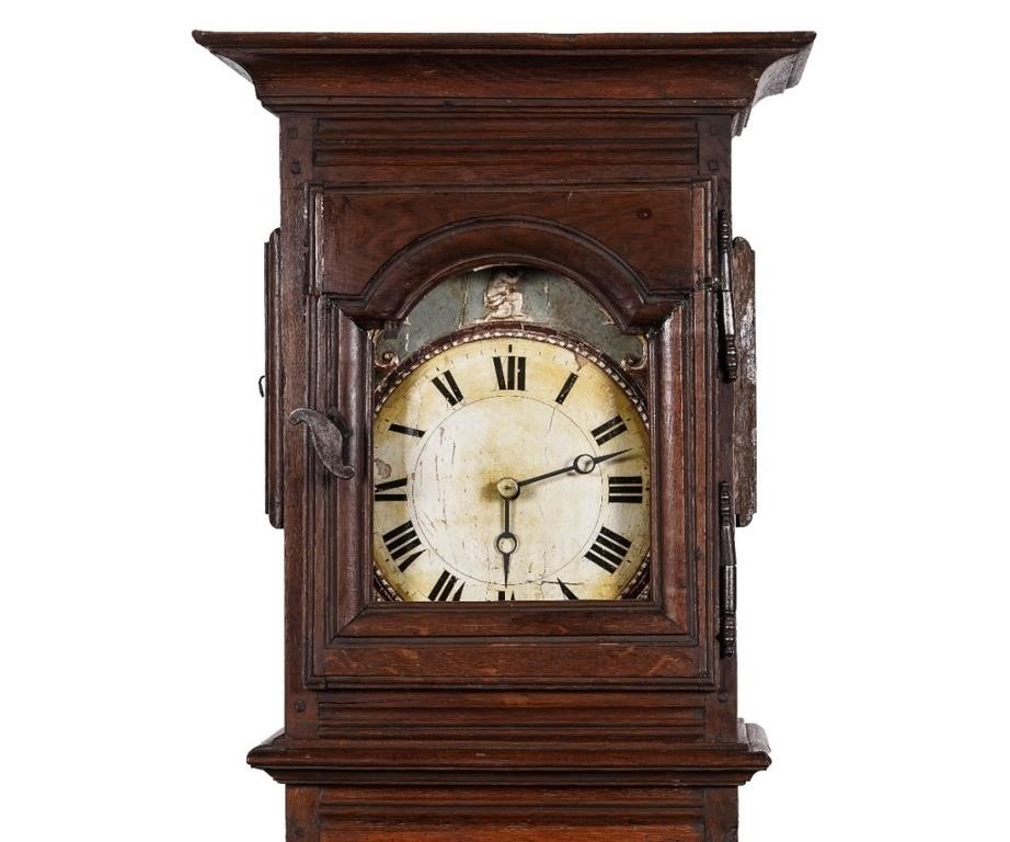 French walnut tall case clock 18th 3ca234