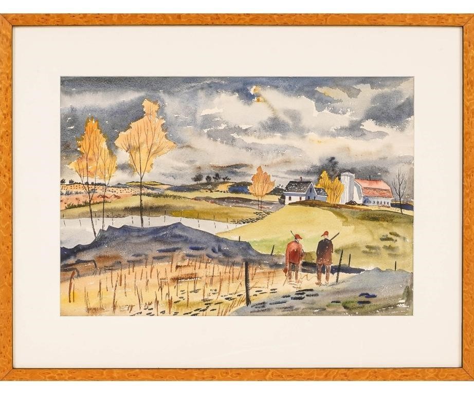 Framed and matted fall landscape