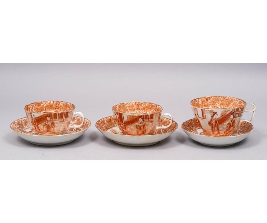 Three Chinese orange porcelain