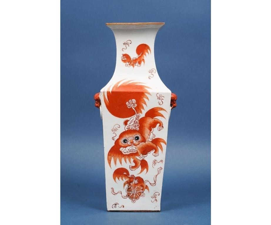 Chinese porcelain square vase, probably