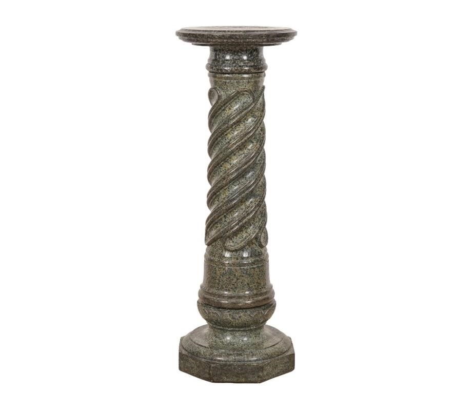 Green granite plant stand and pedestal