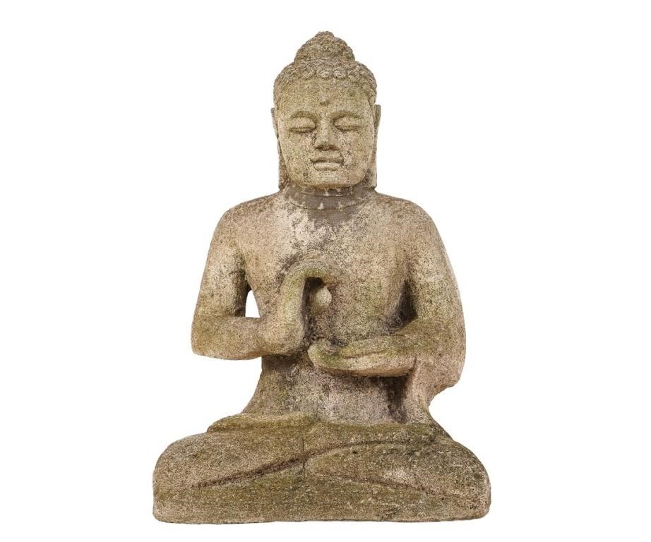 Cast stone seated Buddha 24 5 h 3ca2d9