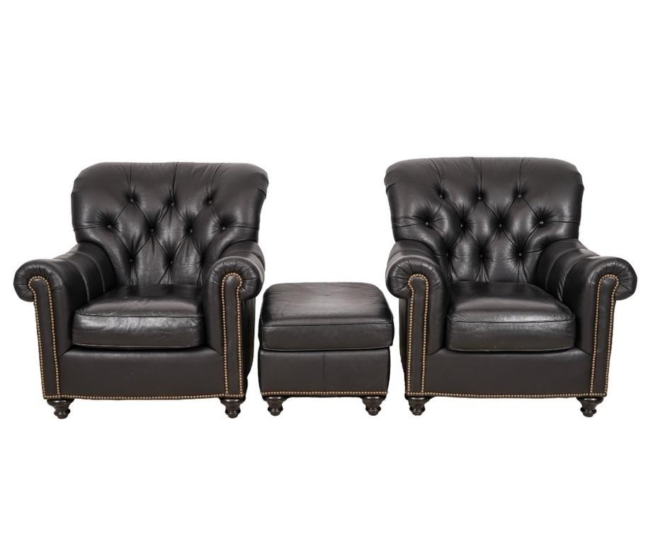 Pair of Bernhardt black leather 3ca2de