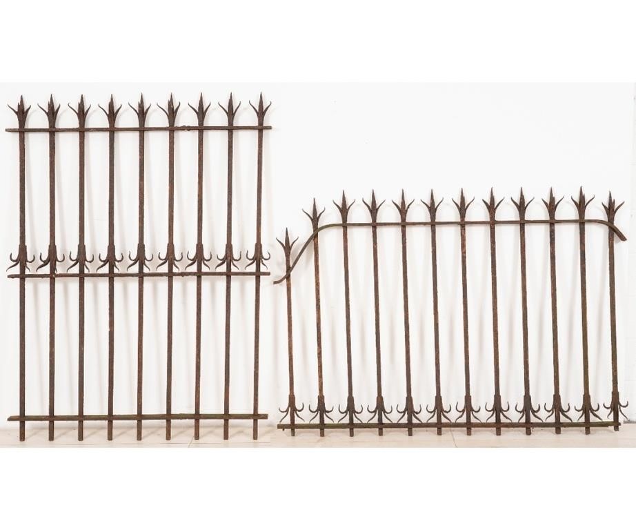 Two pieces of wrought iron fencing