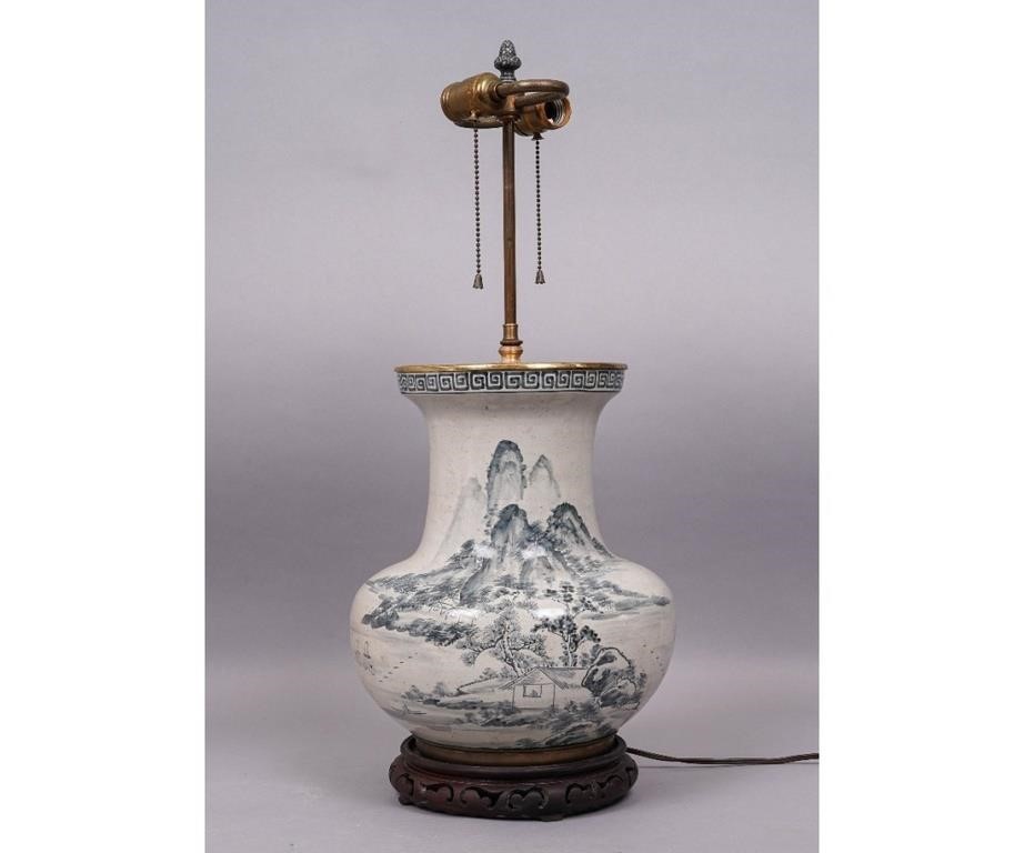 Asian porcelain lamp, 19th c.,