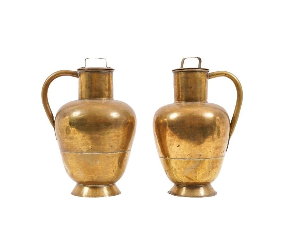 Pair of vintage Dutch brass milk 3ca313