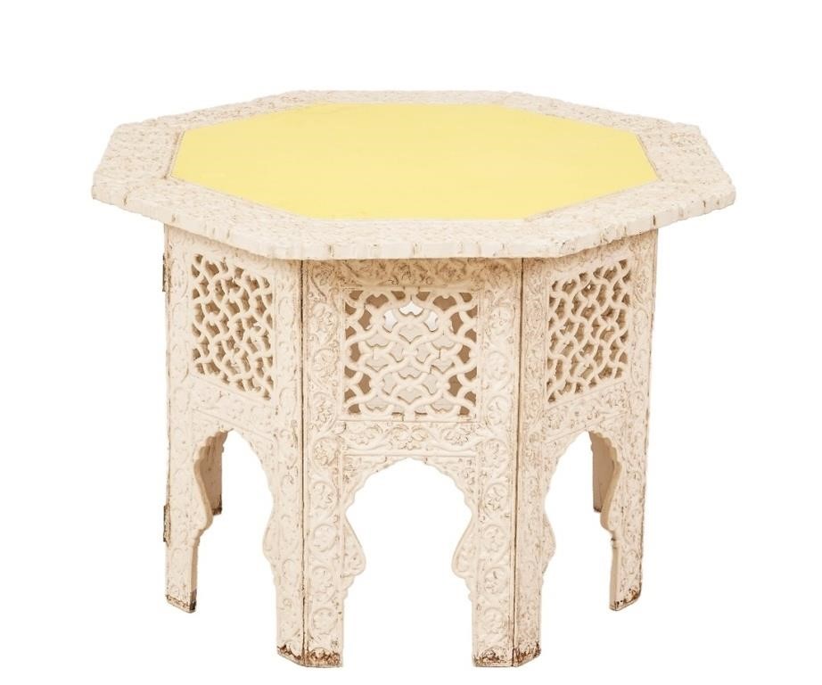 Moroccan octagonal top carved table