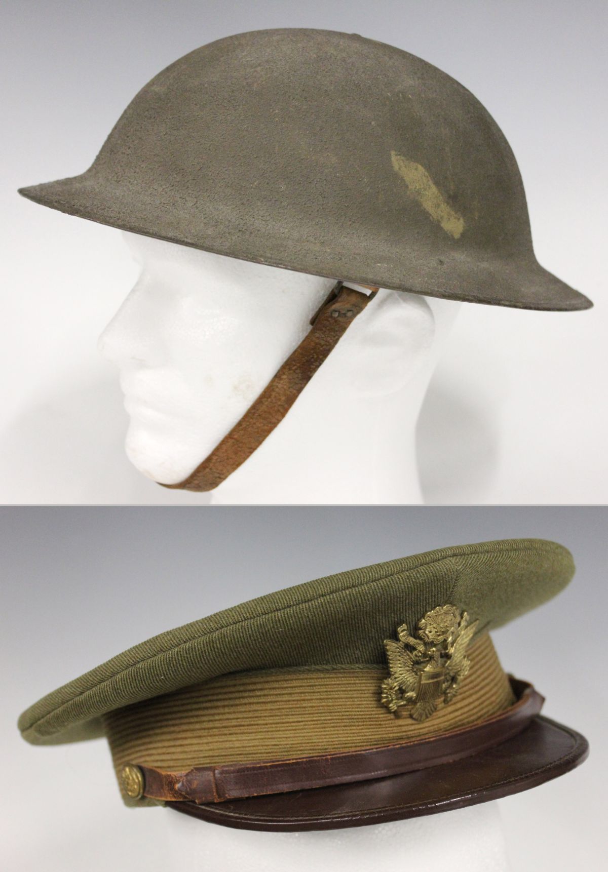 US ARMY WWI HELMET AND OFFICER