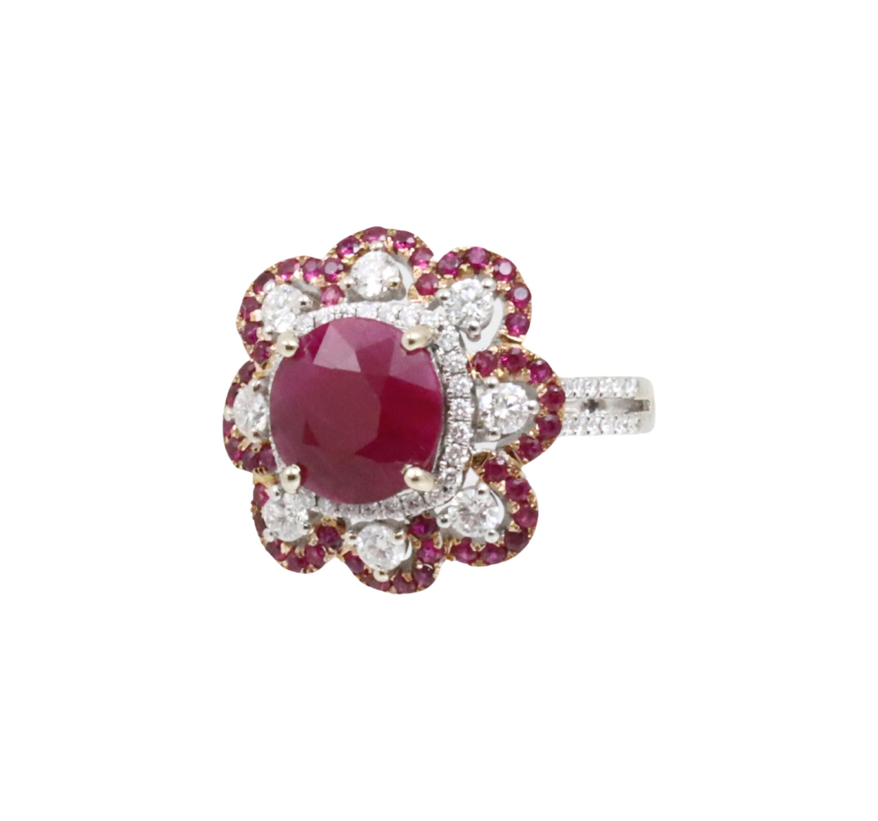 18K BURMESE RUBY & DIAMOND RING W/GIA