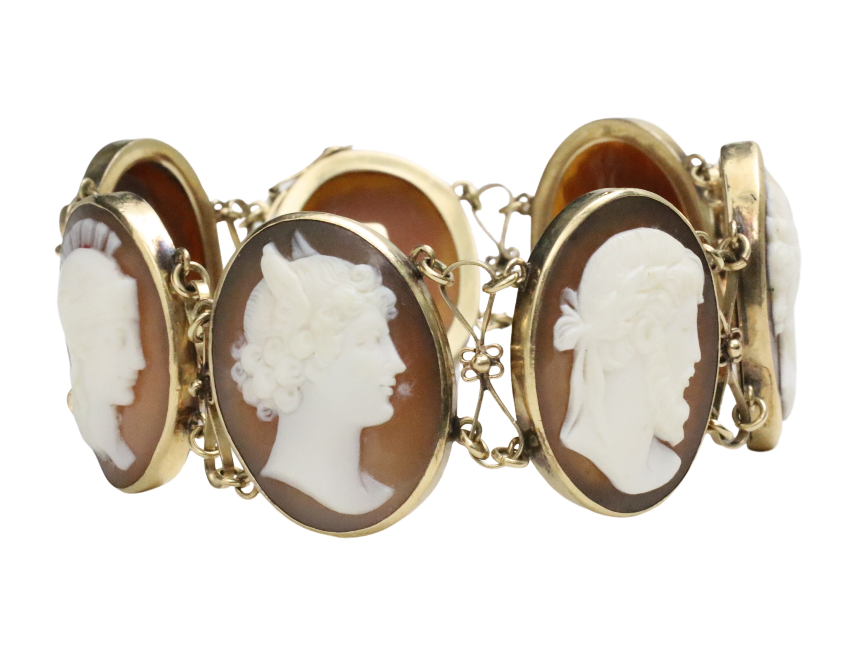 14K ITALIAN BRACELET W 7 CAMEO 3ccaec