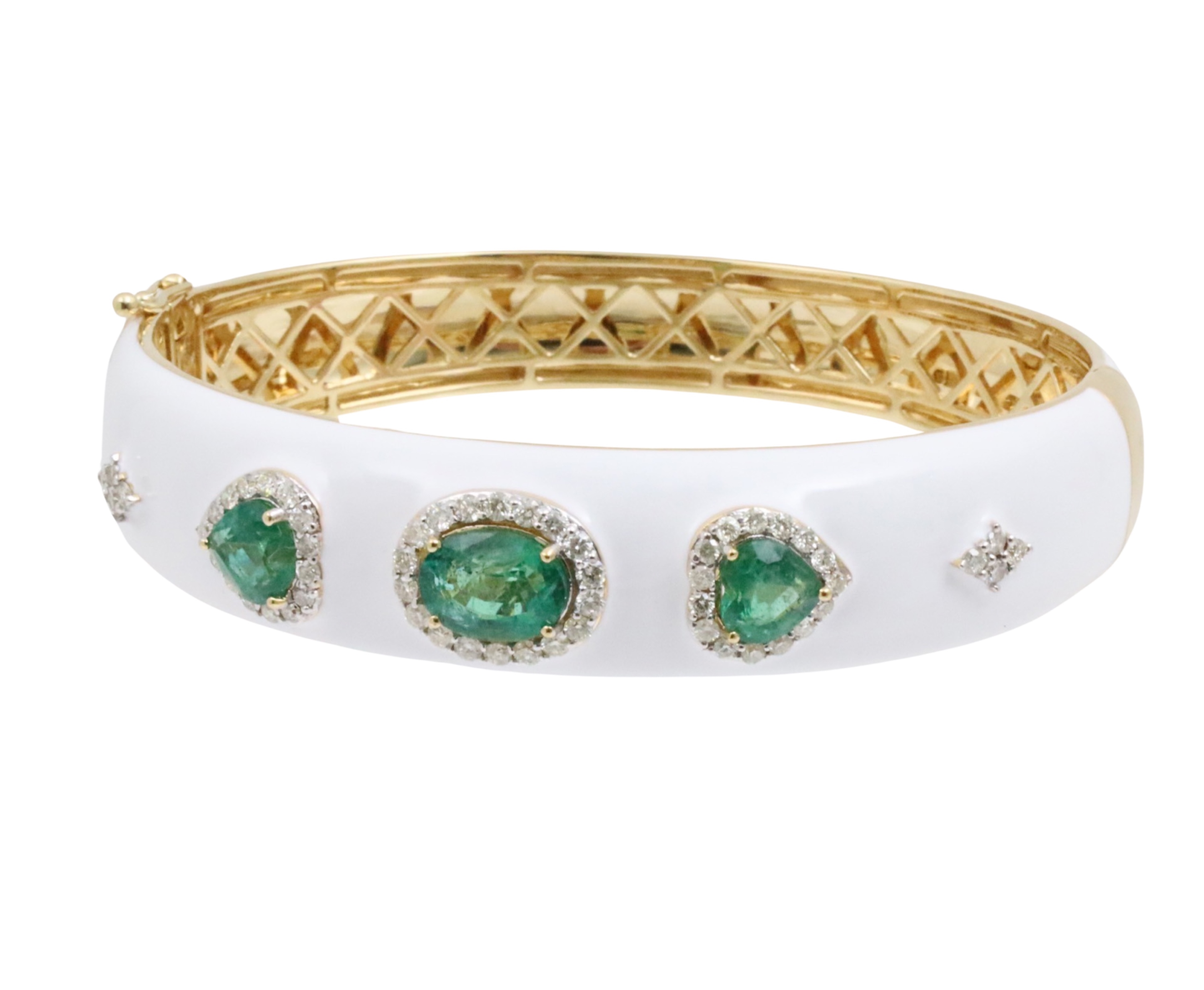 18K YG ENAMELED EMERALD & DIAMOND