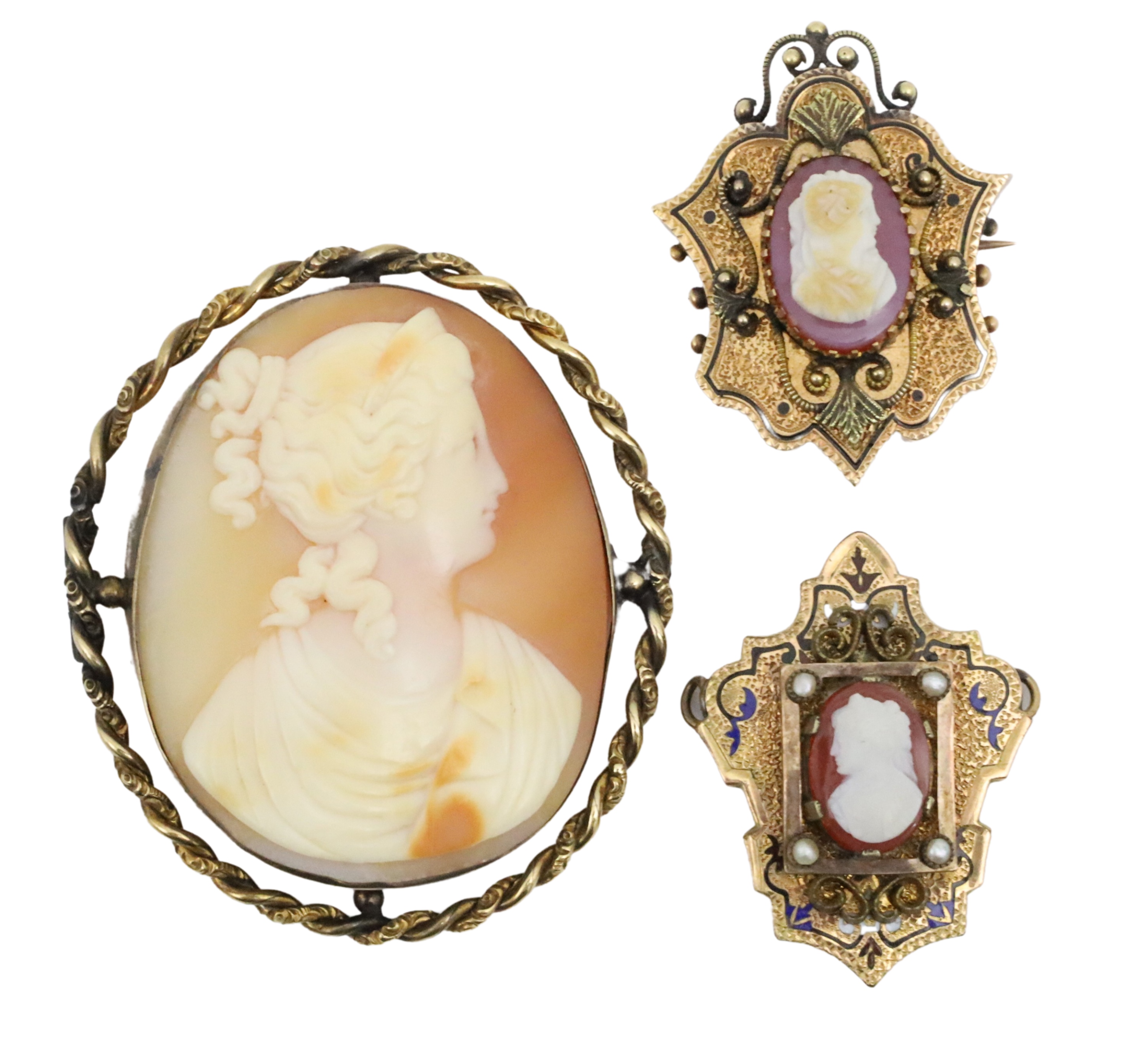 3 PC LOT OF CAMEO BROOCHES 3 piece 3ccb05