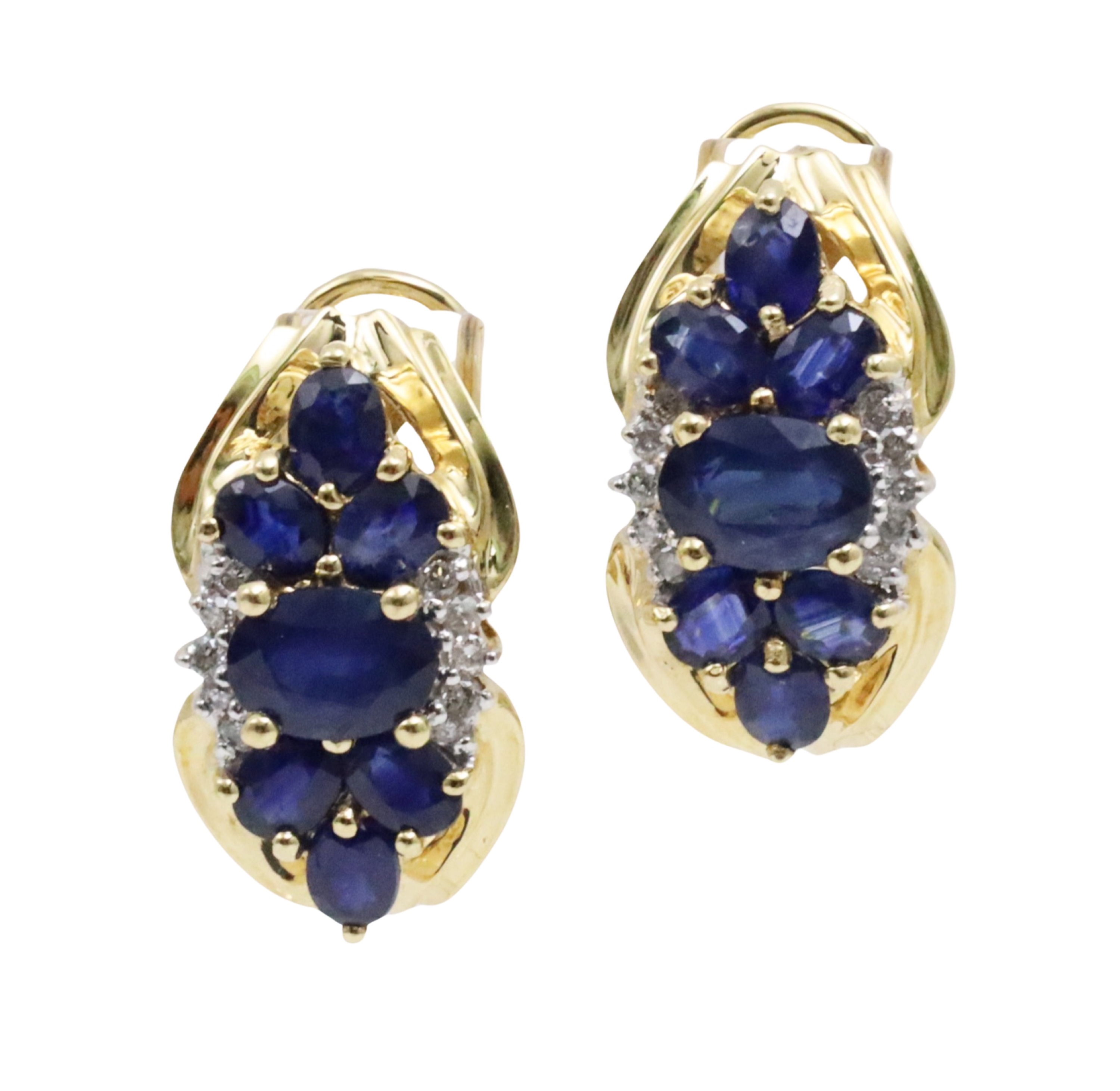 PR OF 14K YG SAPPHIRE DIA EARRINGS 3ccb15