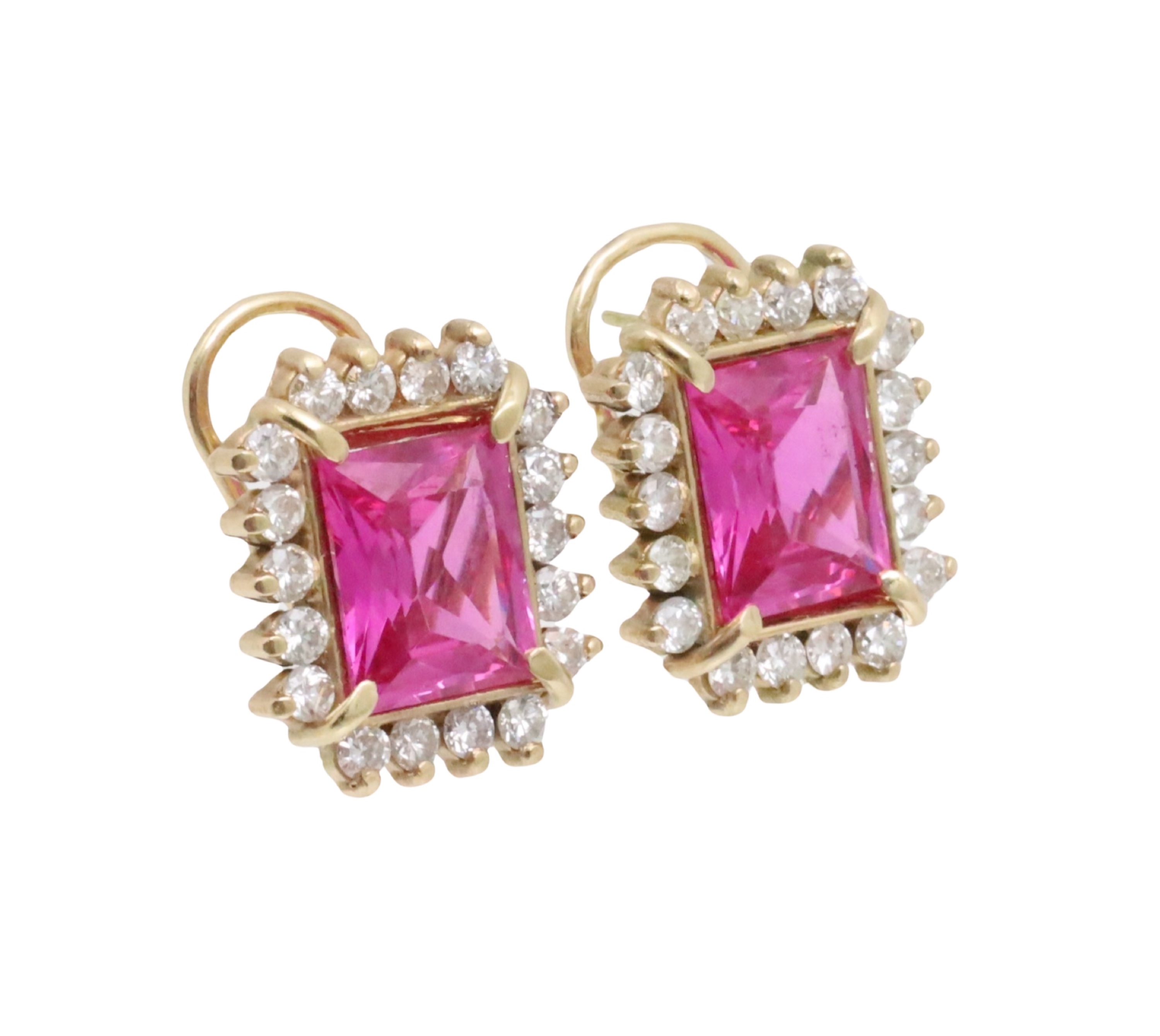 14K PINK SAPPHIRE DIAMOND EARRINGS 3ccb0d