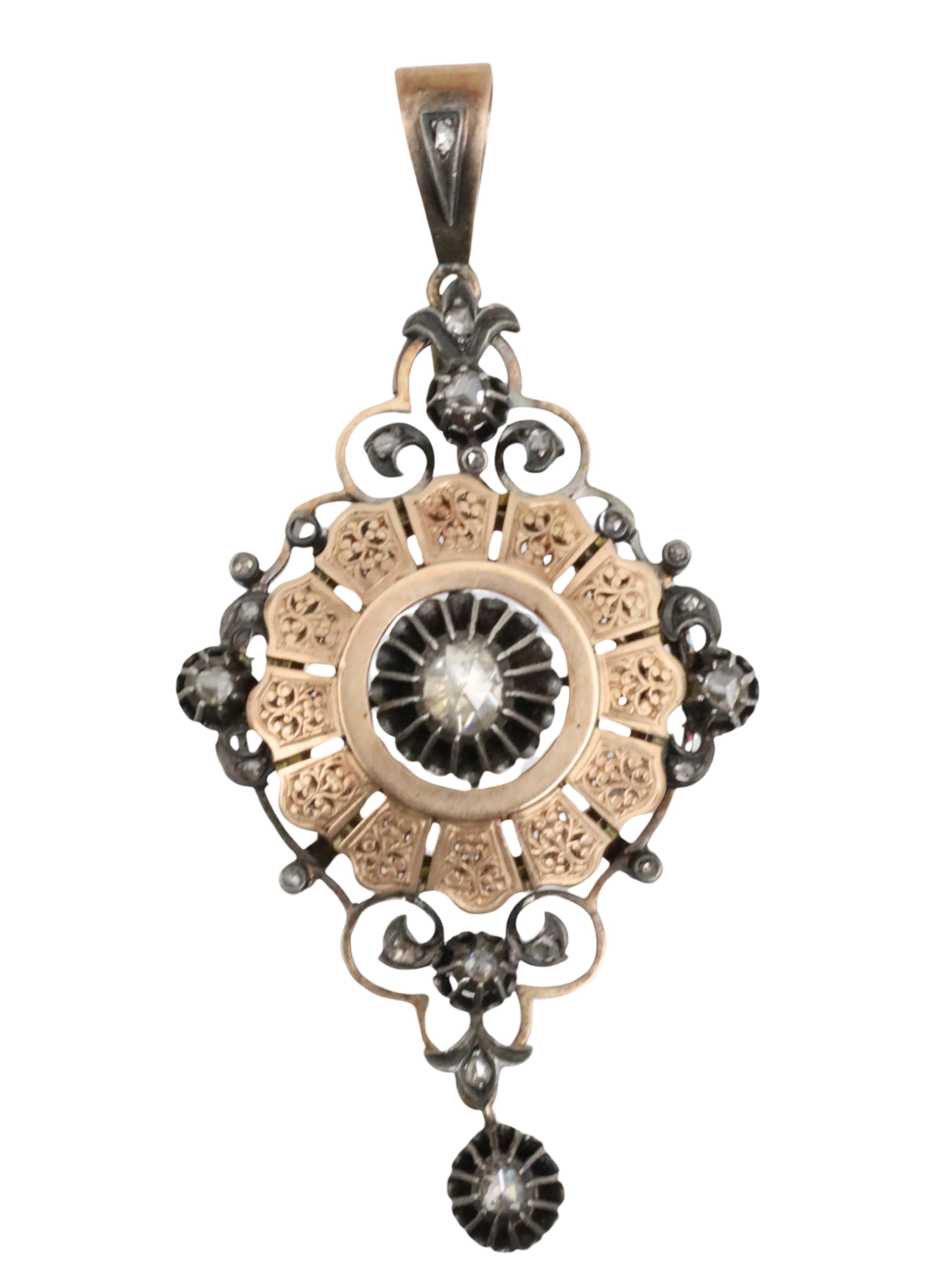 ANTIQUE ROSE GOLD DIAMOND PENDANT 3ccb1d