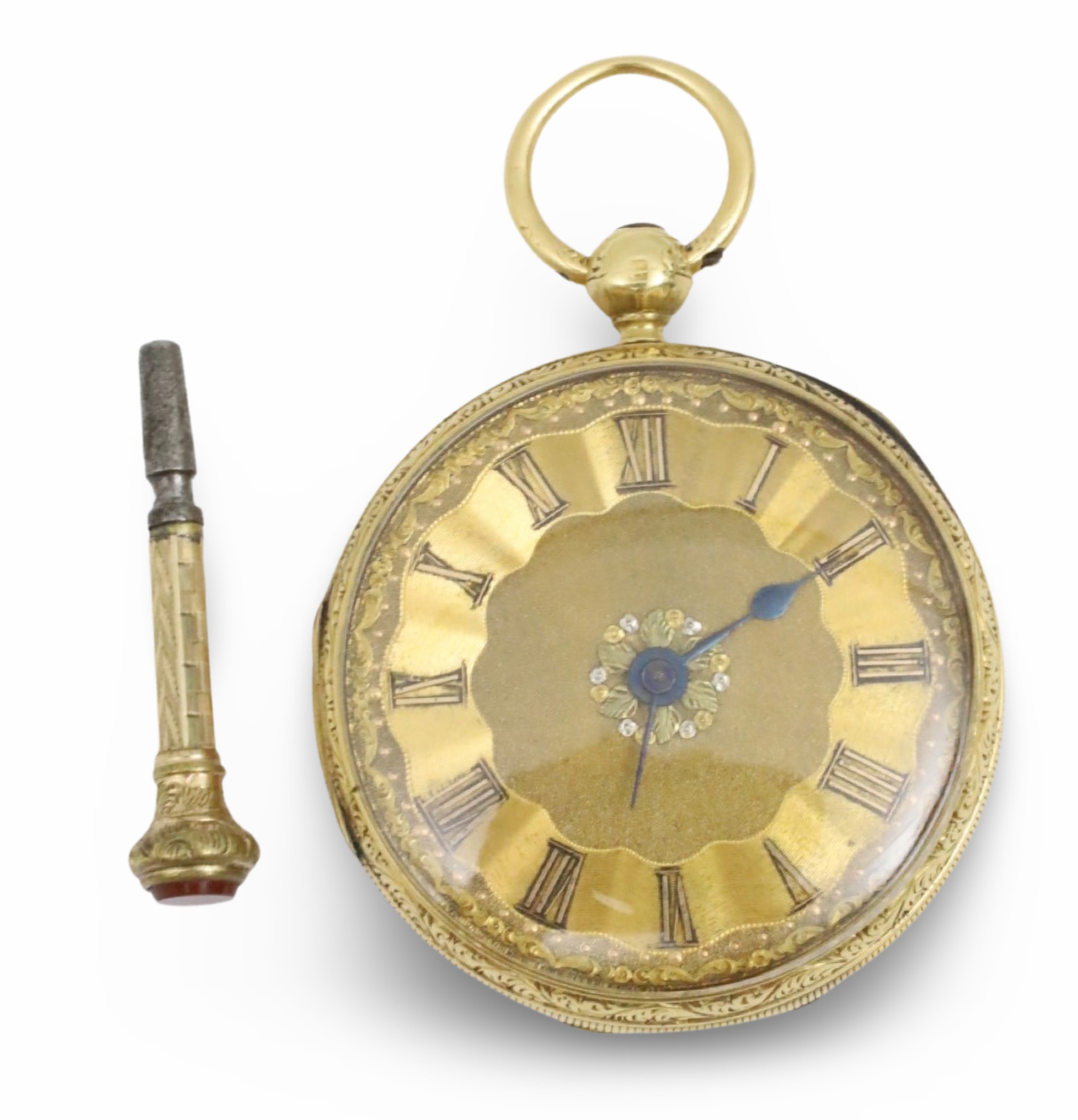 14K YG EMBOSSED POCKET WATCH 14K