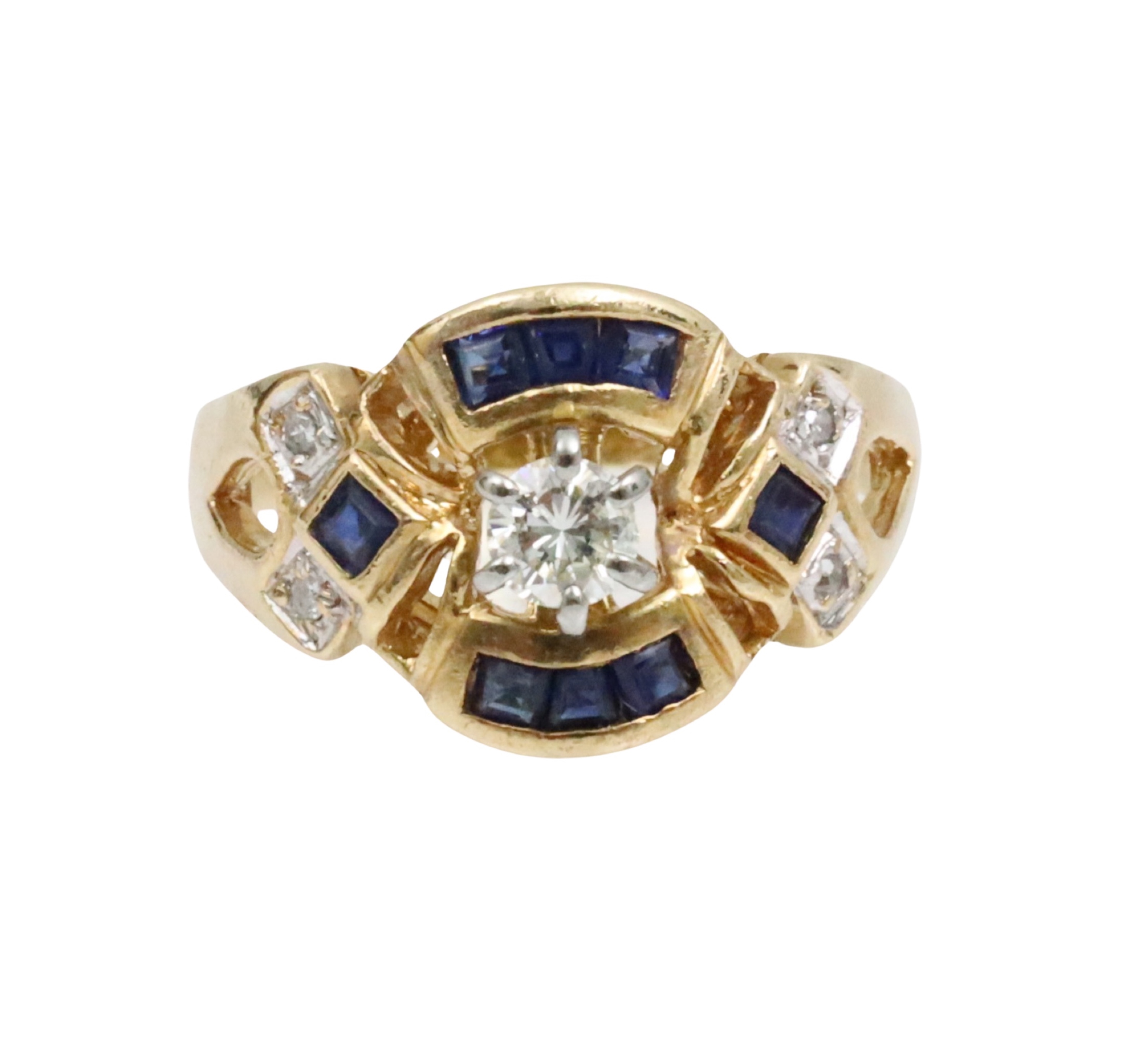 14K YG DIAMOND & SAPPHIRE RING 14K yellow