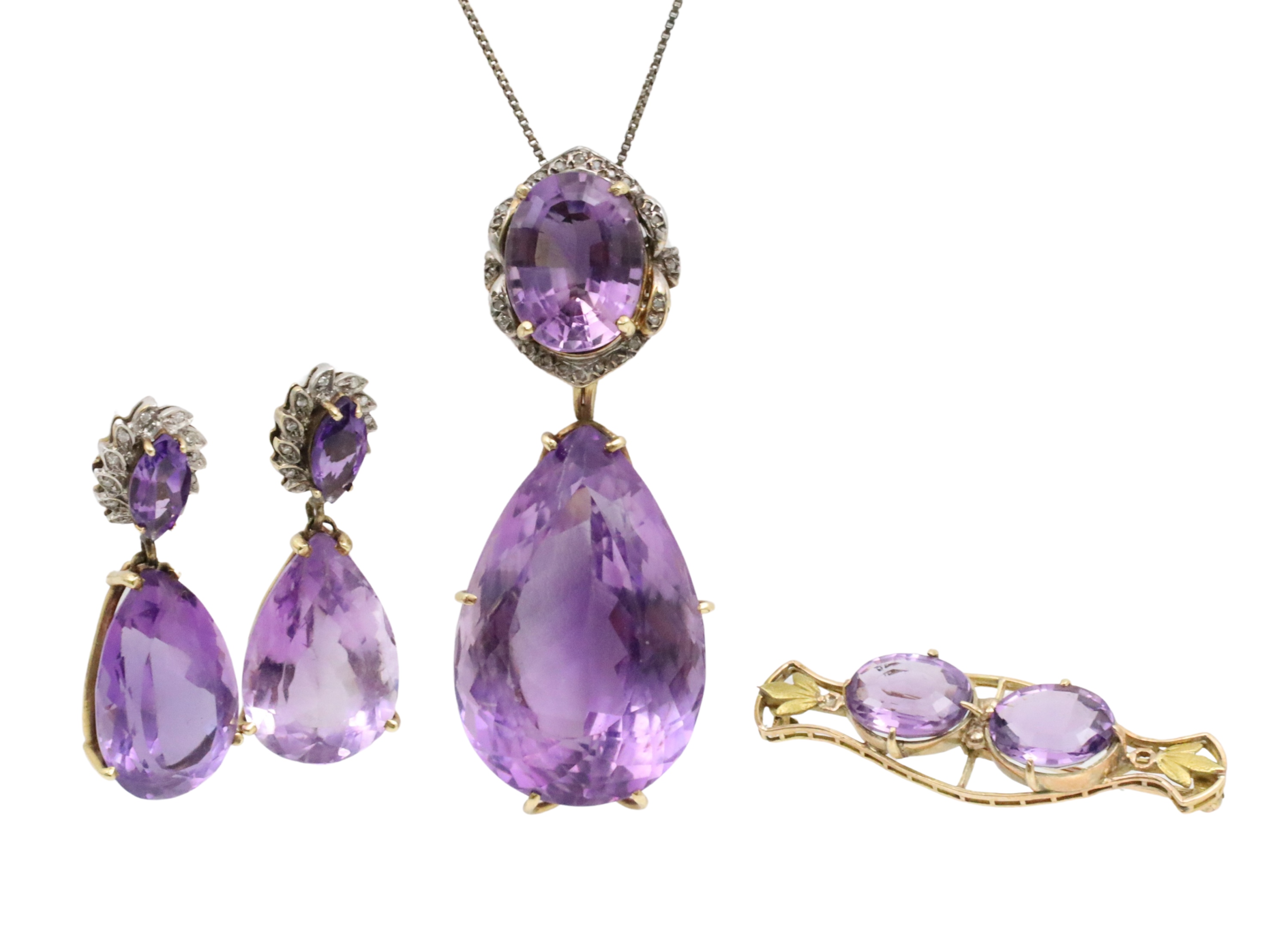 4 PCS OF 14K YG AMETHYST JEWELRY 3ccb2b