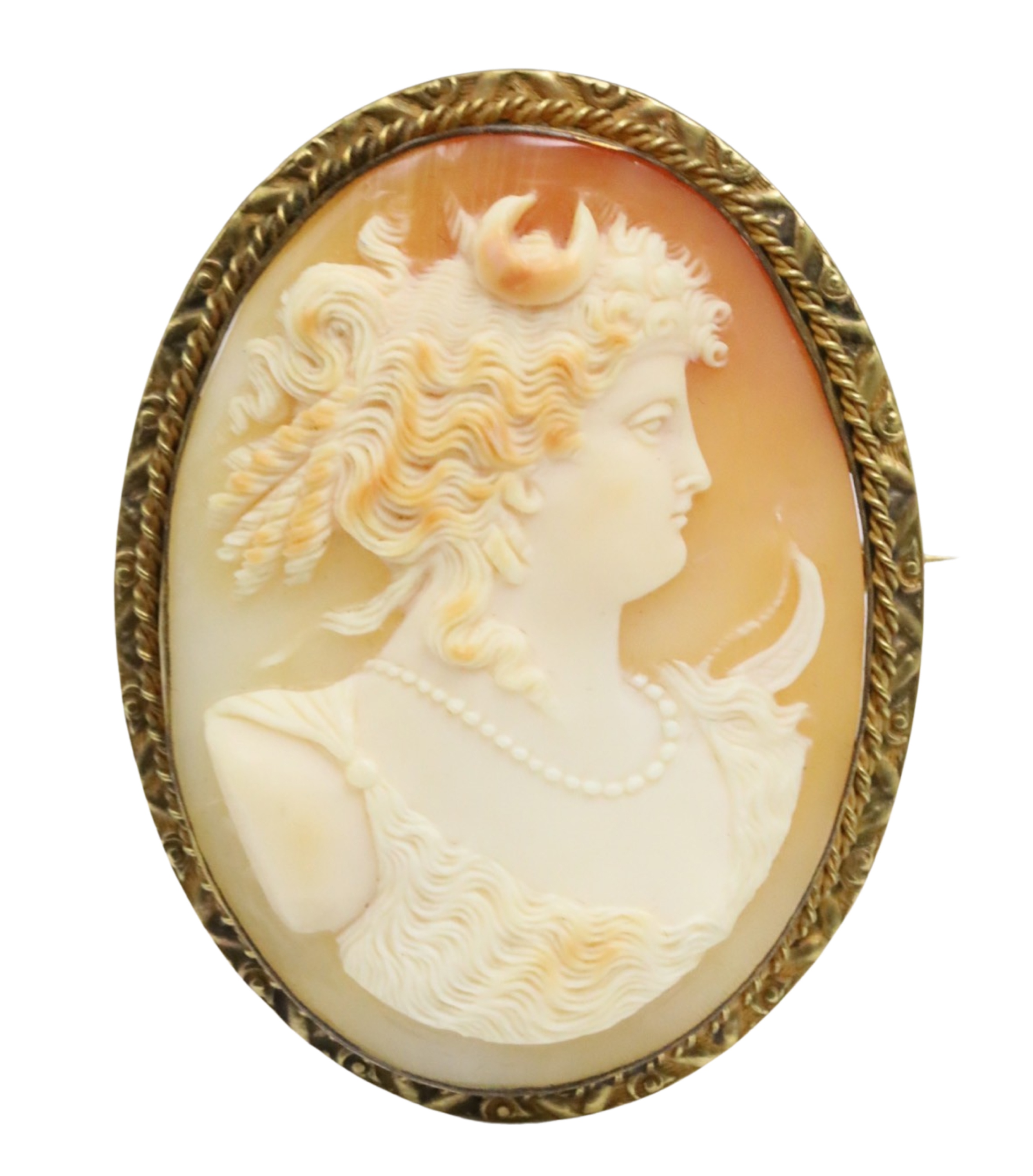 CAMEO BROOCH PIN IN YELLOW GOLD 3ccb4a