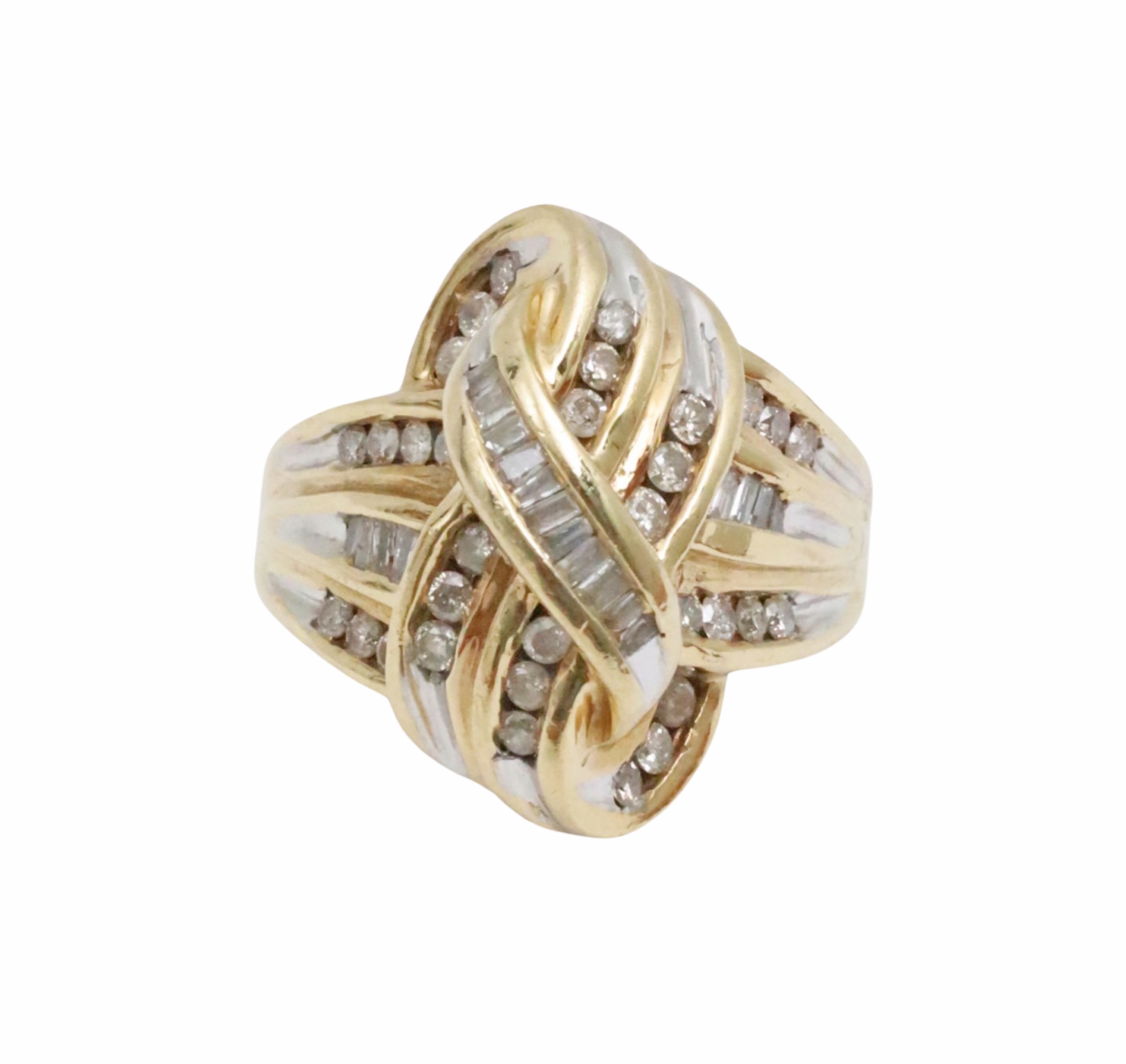 10K YG TWISTED KNOT DIAMOND RING