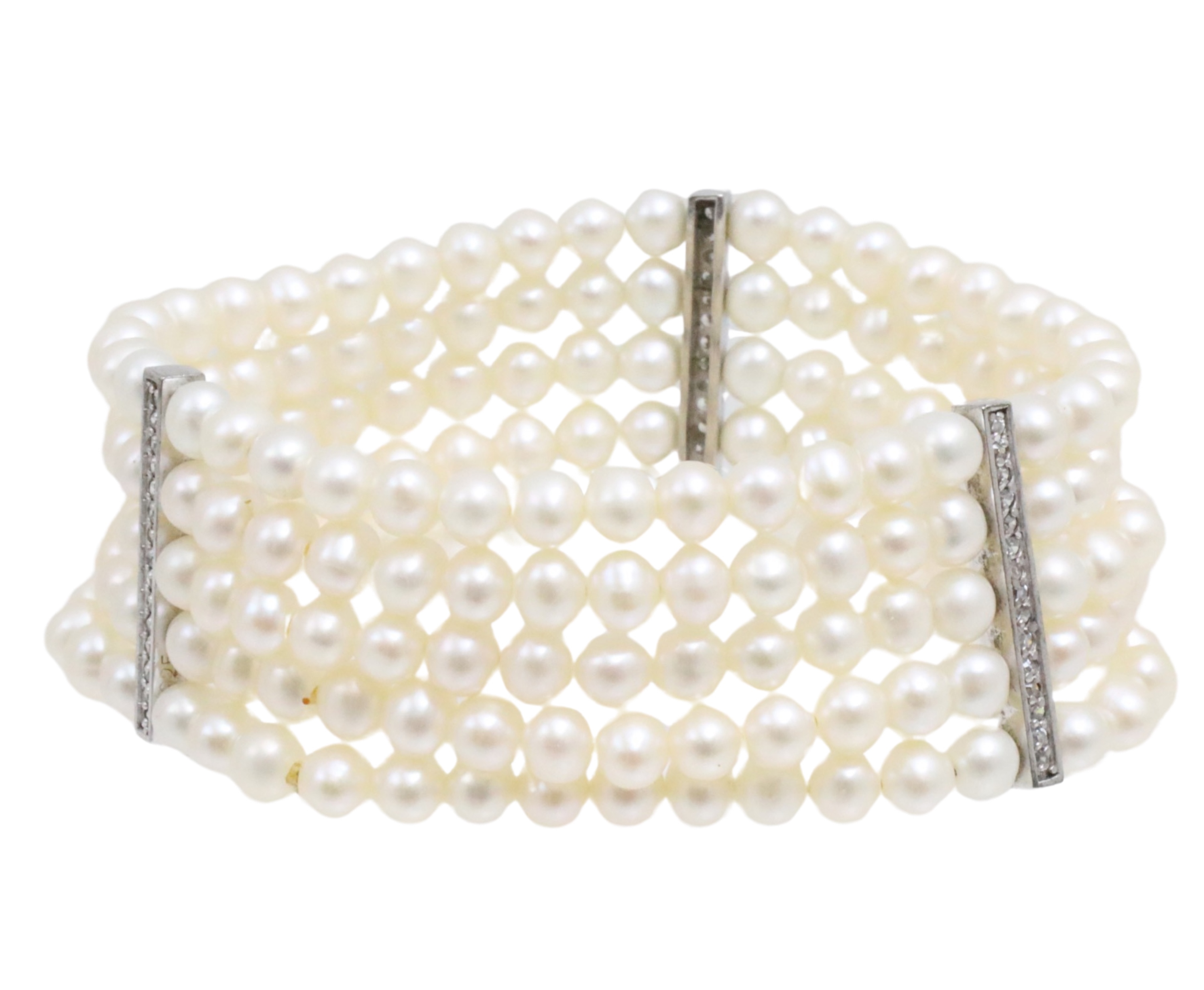 5 STRAND PEARL DIA BRACELET 3ccb5f