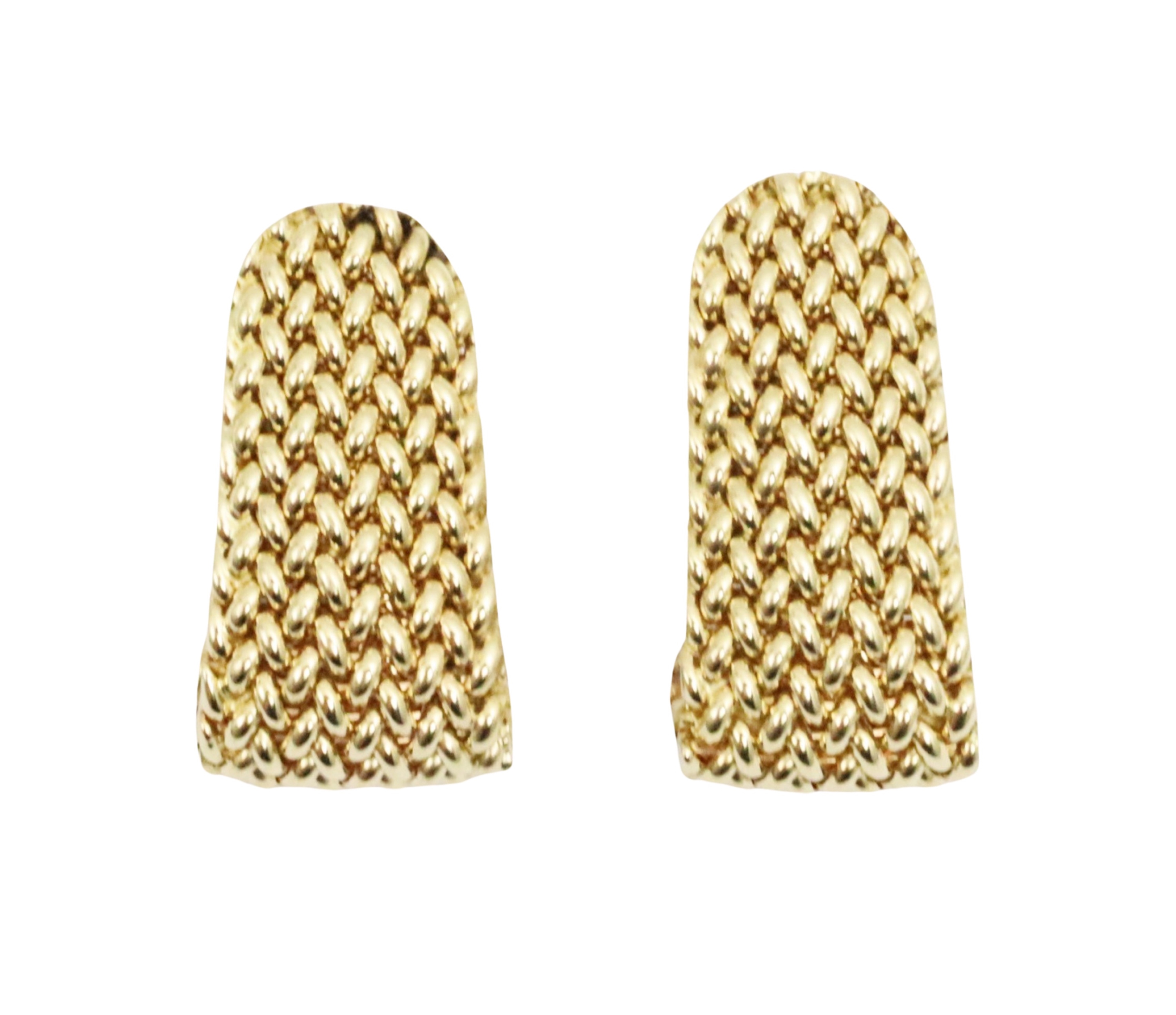 PR. OF 14K YG WOVEN DESIGN EARRINGS