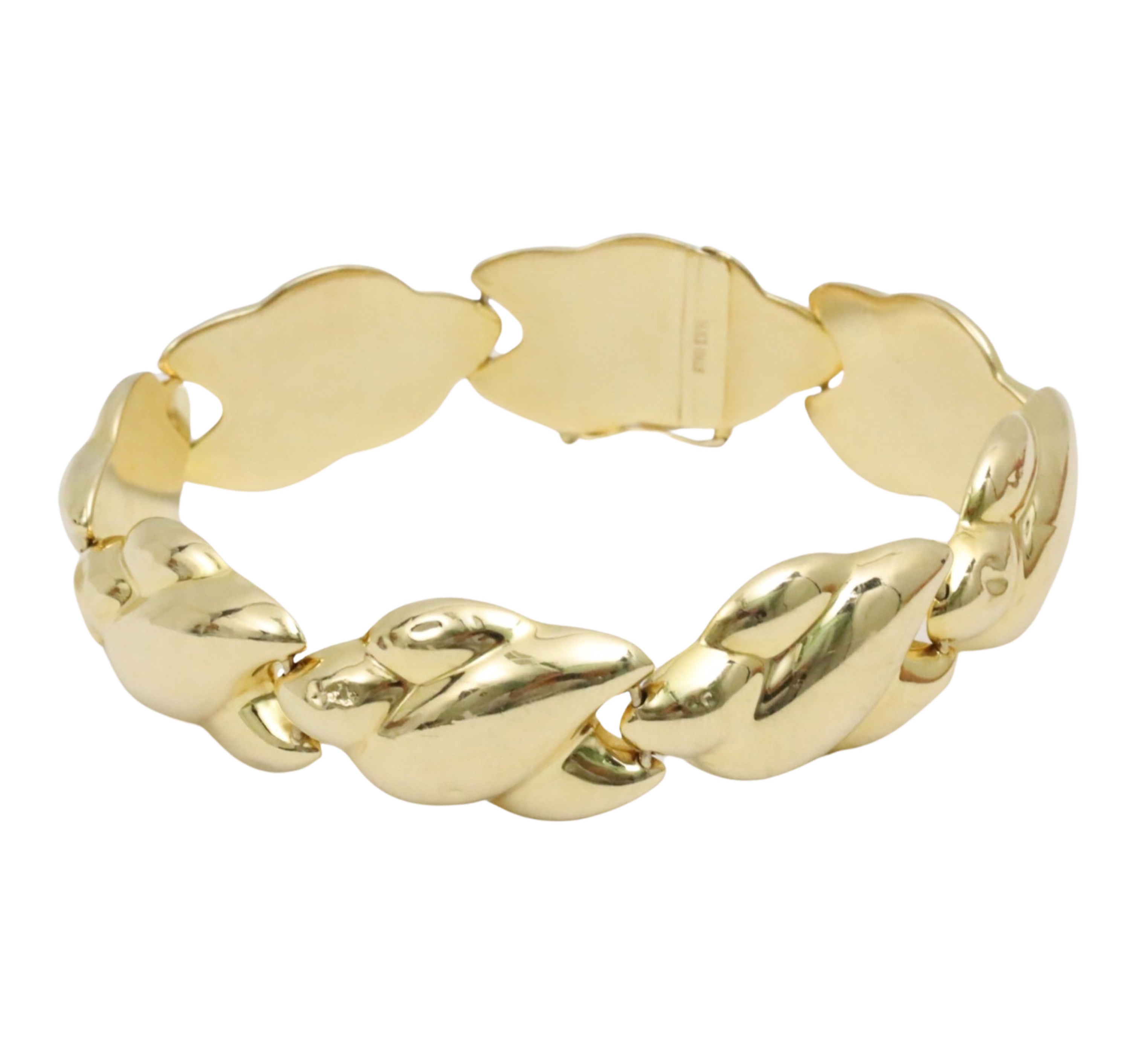 14K YG 14MM WIDE LINKED 7.25" BRACELET