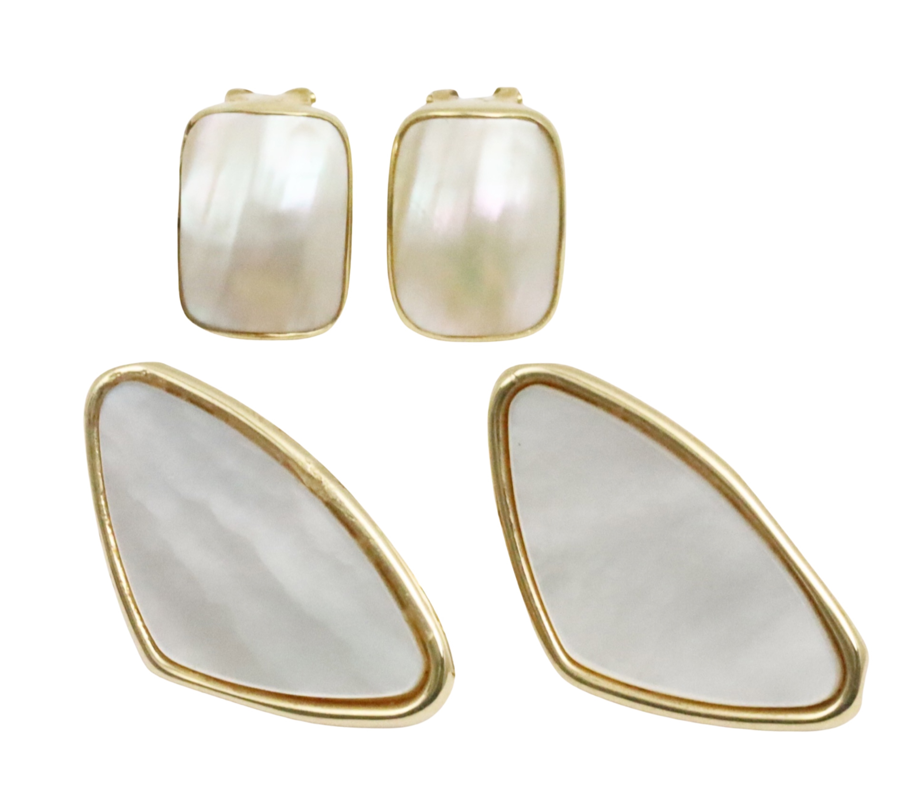 2 PRS OF 14K MOTHER OF PEARL EARRINGS 3ccbc8