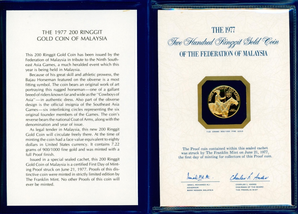 1977 MALAYSIA 200 PINGGIT GOLD 3ccbcf