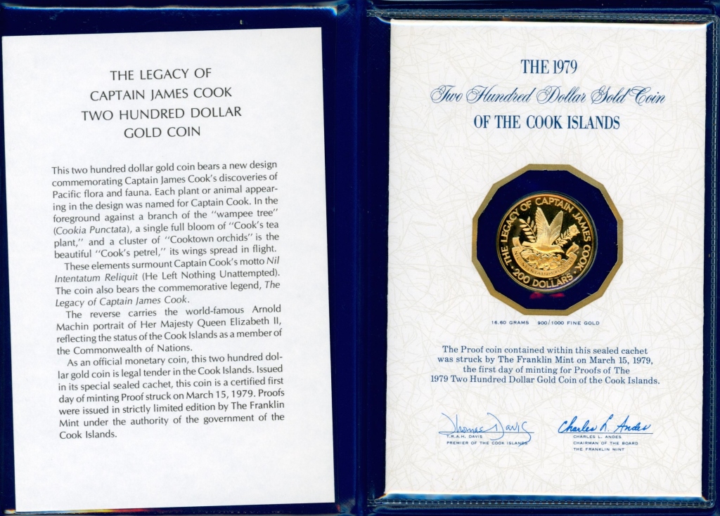 1979 THE COOK ISLANDS 200 GOLD 3ccbd8