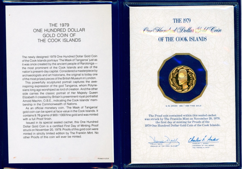 1979 THE COOK ISLANDS $100 GOLD