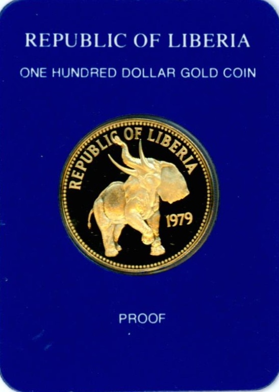 1979 LIBERIA 100 GOLD PROOF COIN 3ccbe3