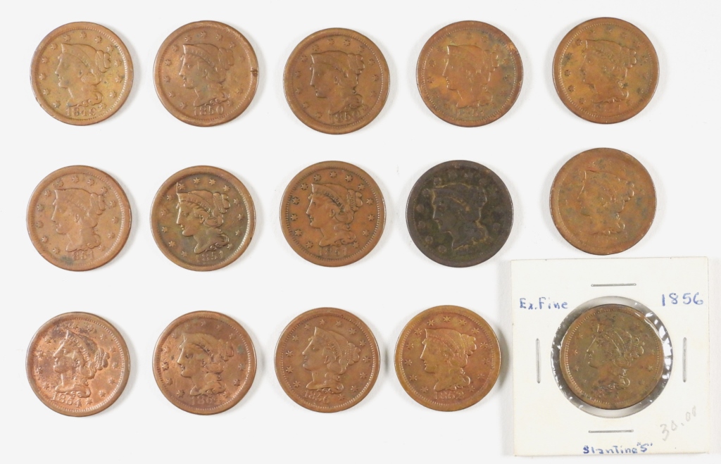 15PC. 1849-1856 SMALL CENT COIN