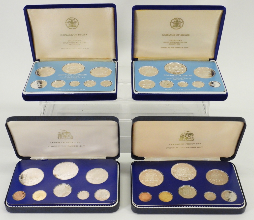 4PC. BELIZE & BARBADOS SILVER COIN PROOF