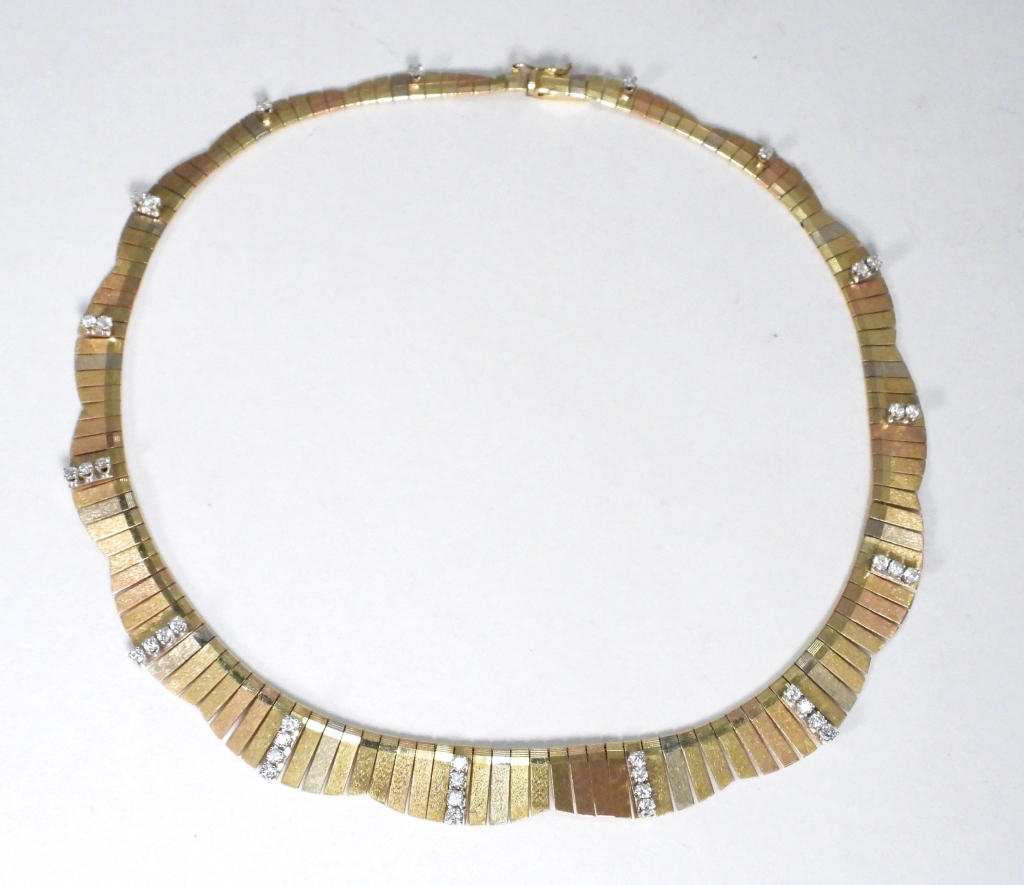 14K TRI-COLOR GOLD & DIAMOND NECKLACE