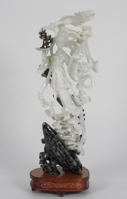 CHINESE GUANYIN CARVED HARDSTONE