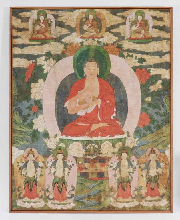 19C TIBETAN THANGKA BUDDHA PAINTED 3ccc62