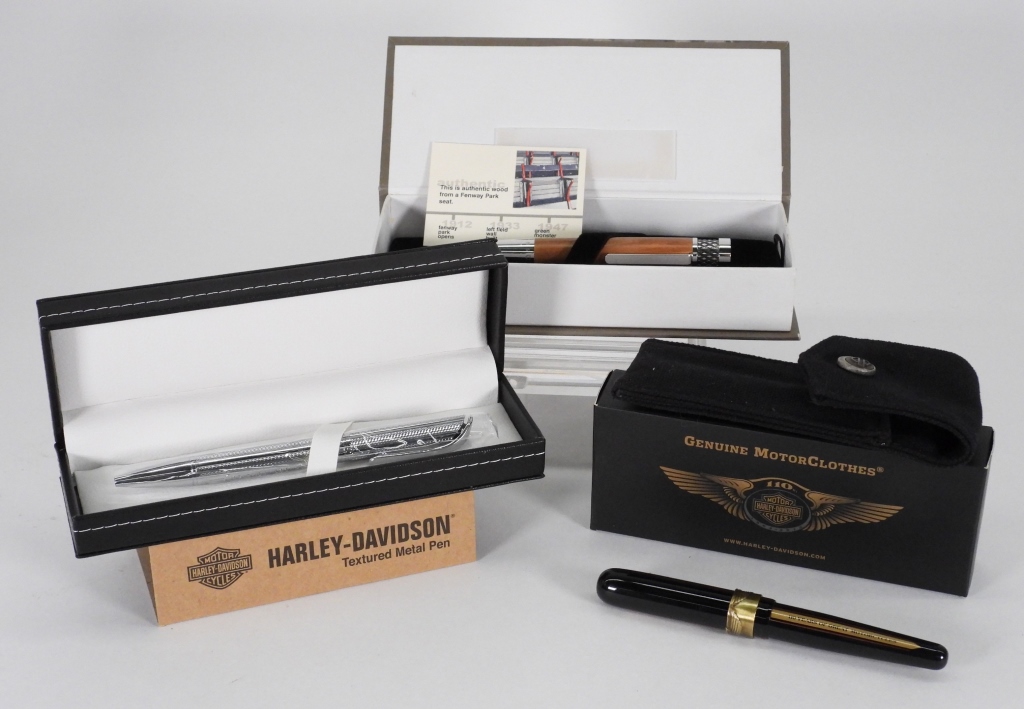 3PC HARLEY DAVIDSON & BASEBALL PENS