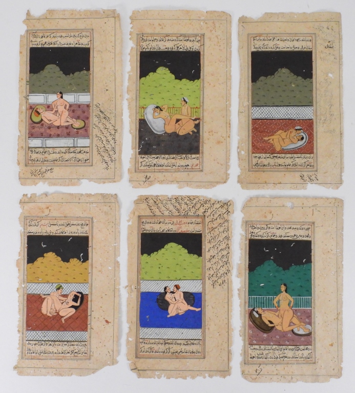 6PC 19C INDIAN EROTIC MINIATURE 3cccdf