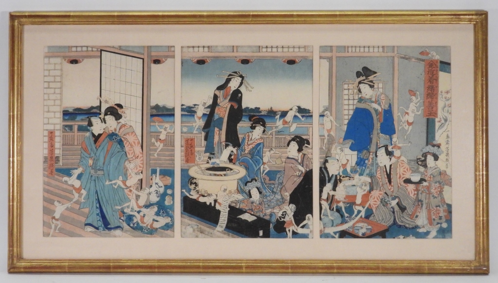 JAPANESE YOKAI TRIPTYCH WOODBLOCK