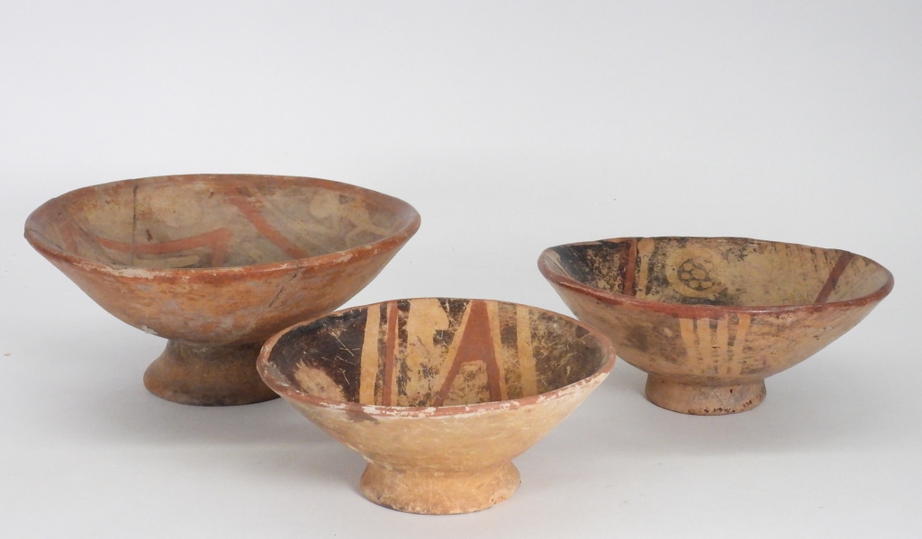 3PC CARCHI PRE-COLUMBIAN POTTERY BOWLS