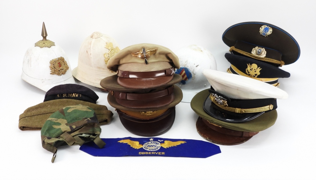 GROUP OF MILITARY HEADGEAR Group 3ccdfa